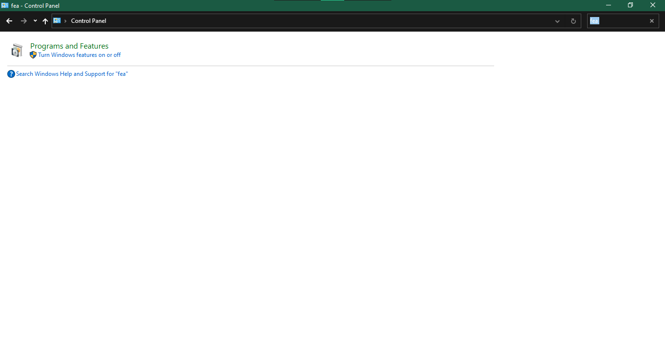 controle panel feature on-off